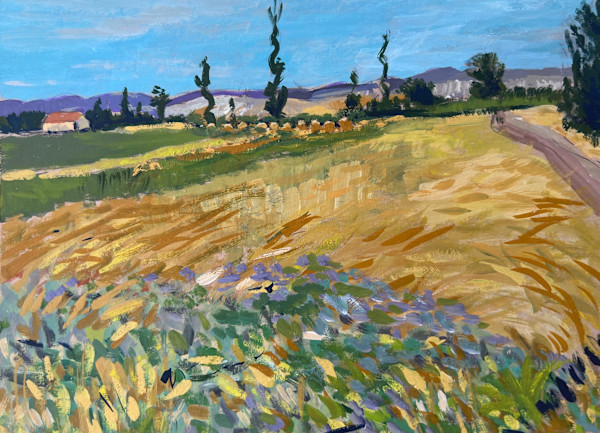 After van Gogh’s “Field with Wheat Stacks" 1888 by Susan Lynne Peters, Image 1.