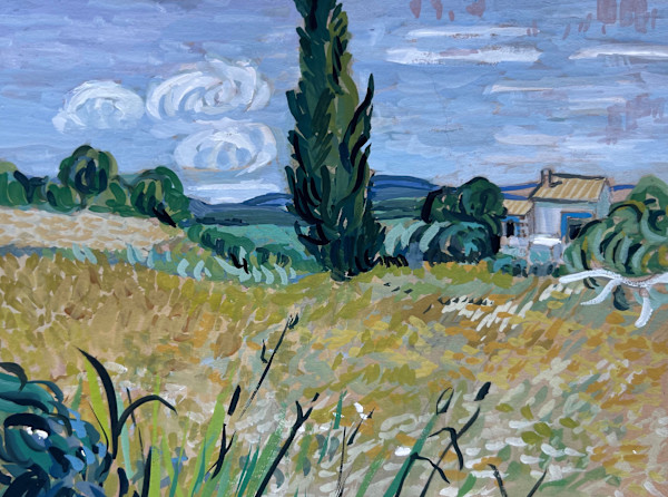 After van Gogh’s “Green Wheat Field with Cypress" 1889 by Susan Lynne Peters, Image 1.