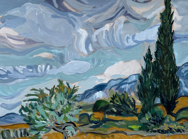 After van Gogh’s “Wheat Field with Cypresses”1889 by Susan Lynne Peters, Image 1.