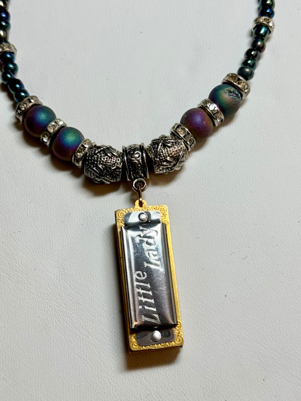 Dizzy stone Little Lady playable Harmonica Necklace by Nedra Russ, Image 1.
