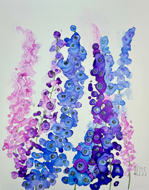 Purple Delphiniums by Barbara Liss