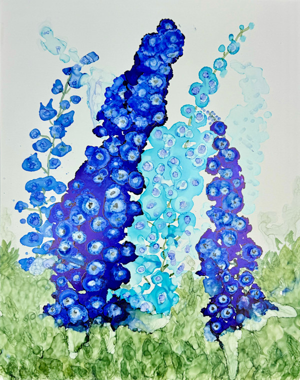 Field of Delphiniums by Barbara Liss