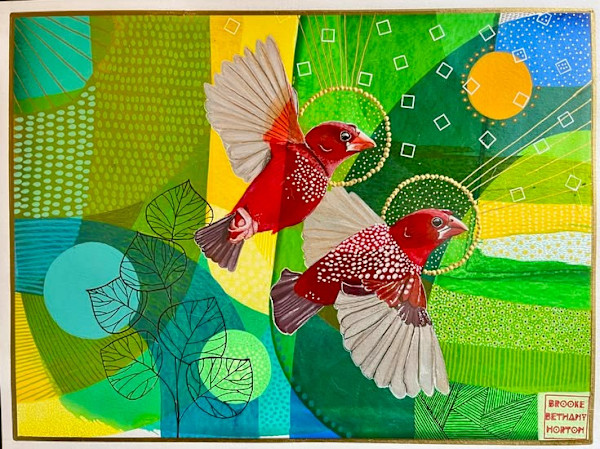 Strawberry Finch Pair by Brooke Horton, Image 1.