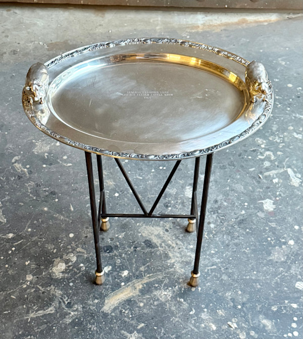 silver tray end table, Image 1.