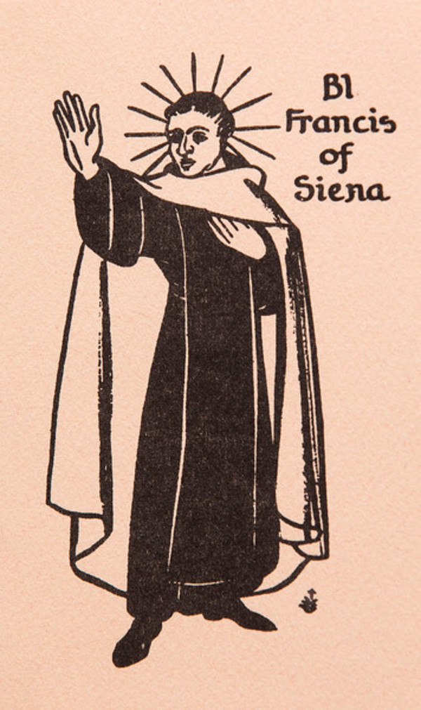 Untitled (Holy Cards--BL Francis of Siena) by Constance Mary Rowe also known as Sister Mary of the  Compassion, O.P.