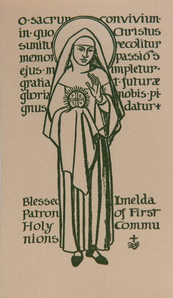 Untitled (Holy Cards--"O sacrum...") by Constance Mary Rowe also known as Sister Mary of the  Compassion, O.P.