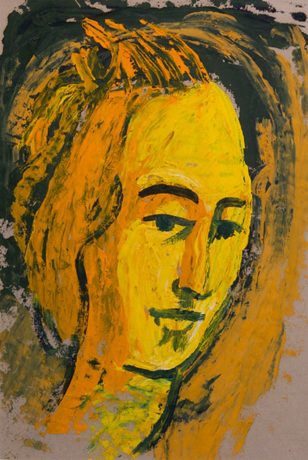 Untitled (Head of Saint with Yellow Face Turned Right) by Constance Mary Rowe also known as Sister Mary of the  Compassion, O.P.