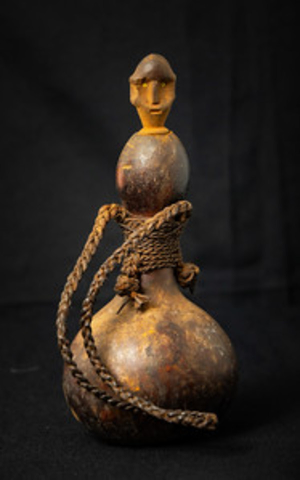Untitled (Calabash Gourd from Kenya with Carved Human Head) by Artist Unknown