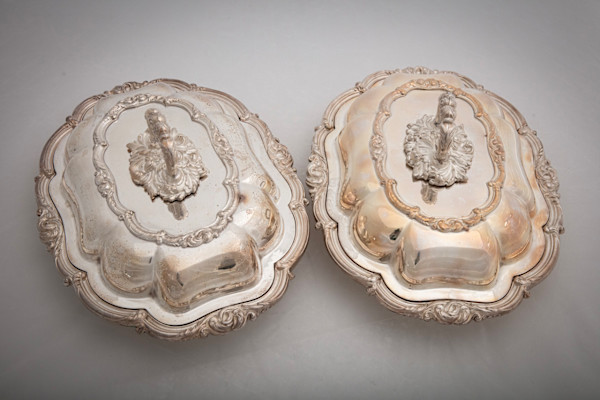 Untitled (Antique English Silver Covered Entree Serving Dishes) by Artist Unknown