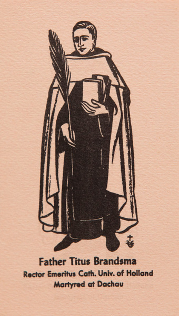 Untitled (Holy Cards--Father Titus Brandsma) by Constance Mary Rowe also known as Sister Mary of the  Compassion, O.P.