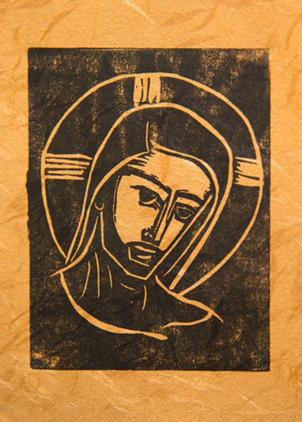 Untitled (Jesus--Black Ink on Tan Paper) by Maria Immaculata Tricholo also known as  Sister Mary Gemma of Jesus Crucified, O.P.