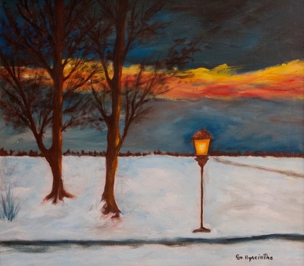 Untitled (Trees and Lamp Post in Snow) by Sister Mary Hyacinthe Logue, O.P.