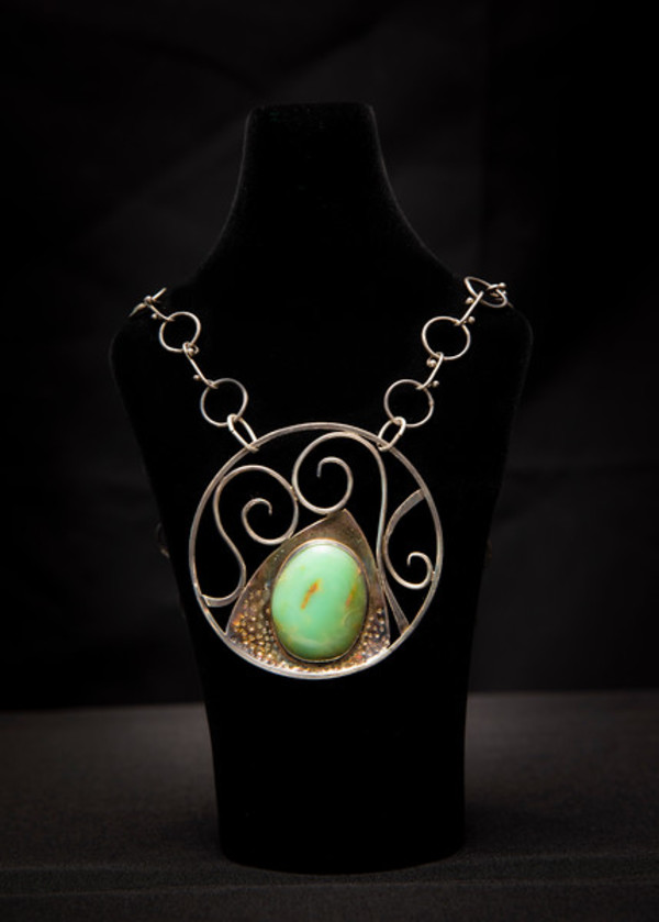 Untitled (Silver Necklace with Large Green Stone) by Constance Mary Rowe also known as Sister Mary of the  Compassion, O.P.