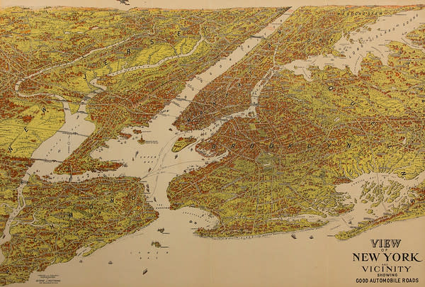 View of New York and Vicinity showing Good Automobile Roads by George J. Nostrand