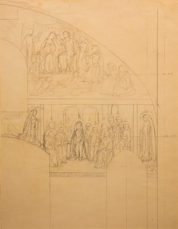 Untitled (Right Panel--Pencil Sketch for Church Interior) by Constance Mary Rowe also known as Sister Mary of the  Compassion, O.P.