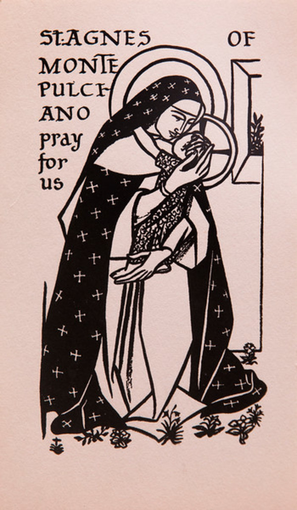 Untitled (Holy Cards--Saint Agnes Monte Pulciano Pray for us) by Constance Mary Rowe also known as Sister Mary of the  Compassion, O.P.