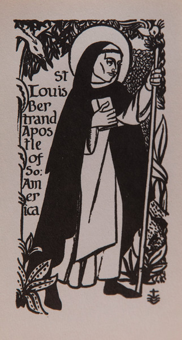 Untitled (Holy Cards--Saint Louis Bertrand of South America) by Constance Mary Rowe also known as Sister Mary of the  Compassion, O.P.
