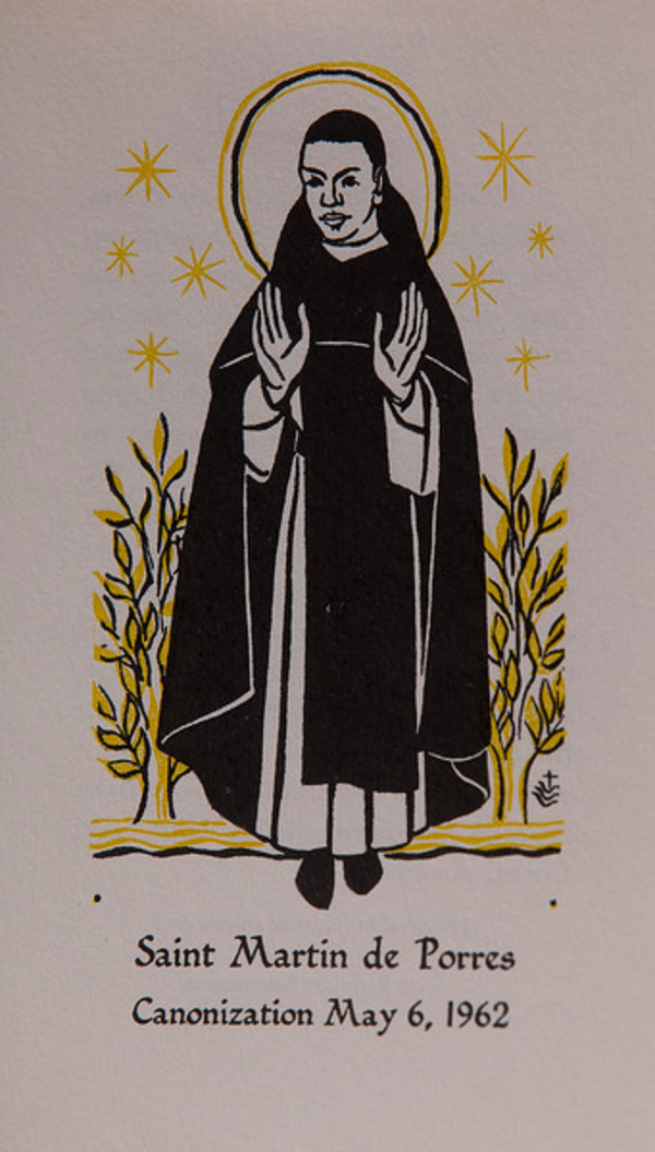 Untitled (Holy Cards--Saint Martin de Porres) by Constance Mary Rowe also known as Sister Mary of the  Compassion, O.P.