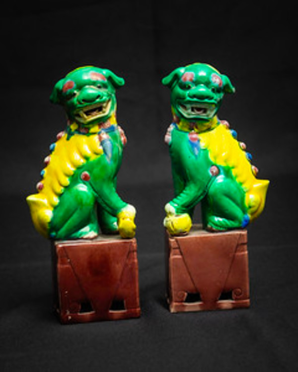 Untitled (Antique Chinese Sancai Foo Dogs) by Artist Unknown