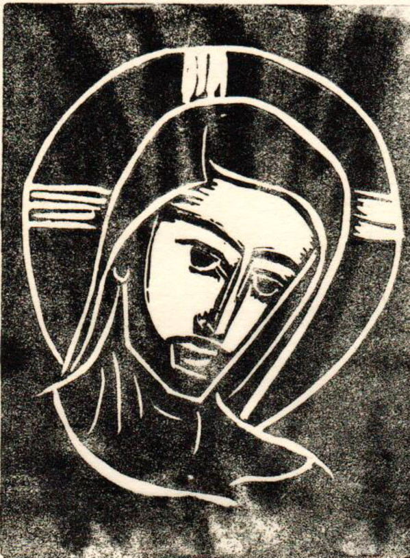 Untitled (Jesus--Black Ink on White Paper 1) by Maria Immaculata Tricholo also known as  Sister Mary Gemma of Jesus Crucified, O.P.