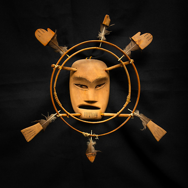 Untitled (Nunivak Island Eskimo Wooden Painted Spirit Mask) by Artist Unknown