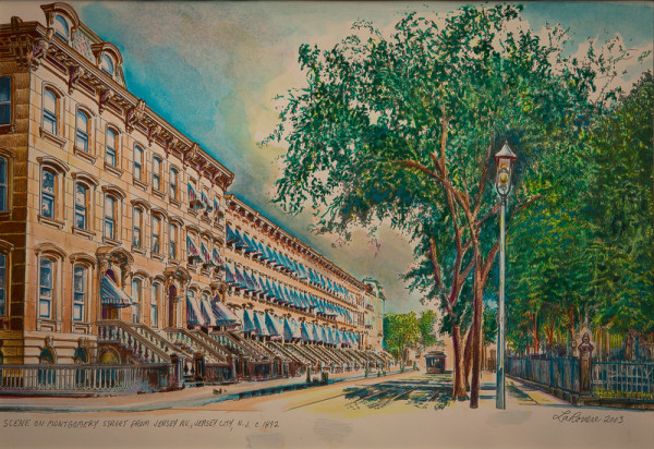 Scene on Montgomery Street from Jersey Av. Jersey City, NJ c. 1892 by Richard La Rovere