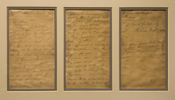 Untitled (Letter from Florence Nightingale certifying nursing program) by Florence Nightingale