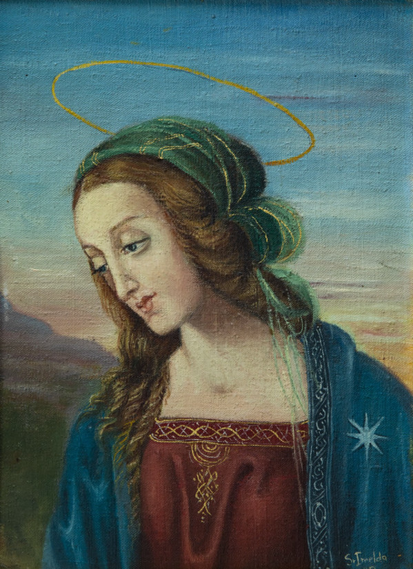 Untitled (Painting of Saint with Halo) by Sister Mary Imelda, O.P.