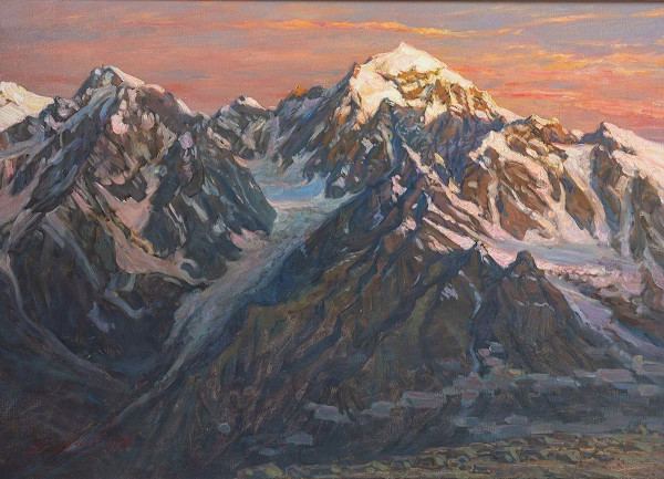 Закат в горах 2015, холст, масло by Александр Абинов