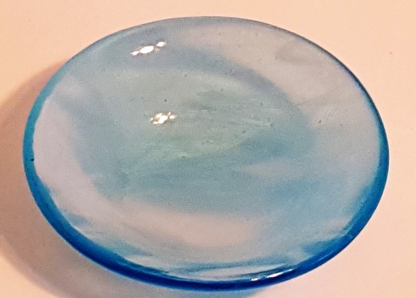 Small Bowl-Turquoise Blue with White Streaky by Kathy Kollenburn