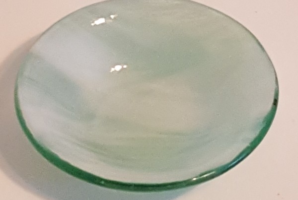 Small Bowl-Light Green with White Streaky by Kathy Kollenburn