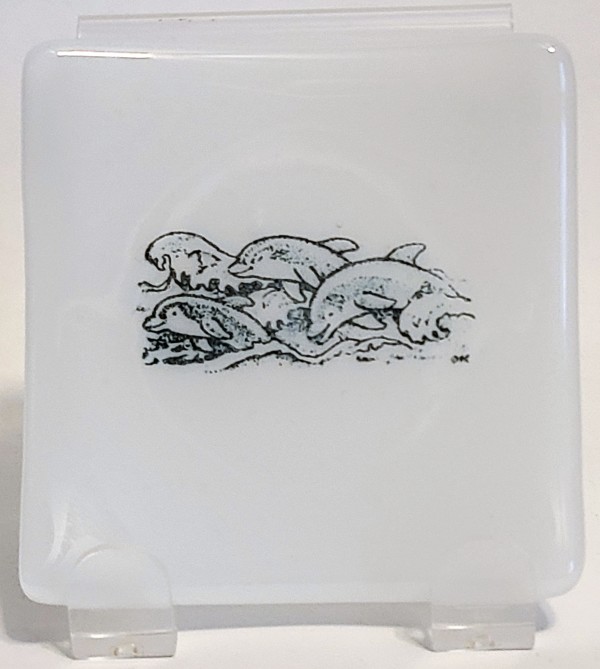 Small Plate with Dolphin Pod by Kathy Kollenburn