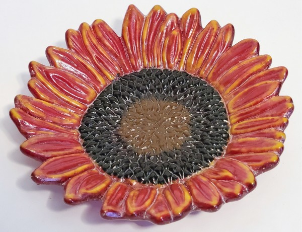 Sunflower Dish-Red & Gold
