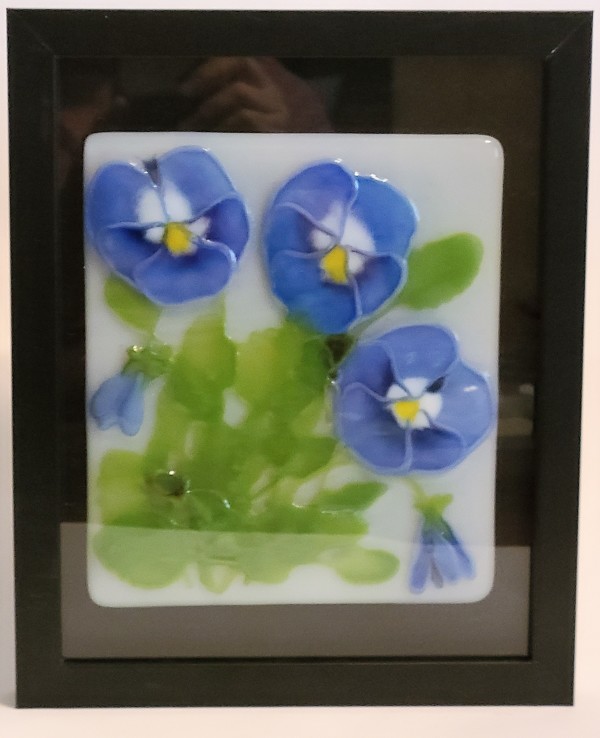 Wall Hanger with Blue Pansies by Kathy Kollenburn