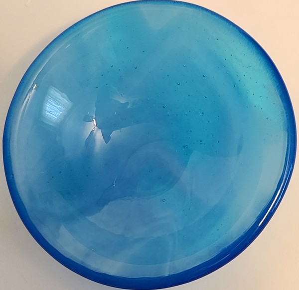 Small Bowl-Turquoise with White Streaky by Kathy Kollenburn