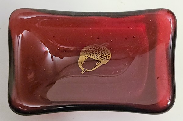 Trinket Dish-Golden Acorn on Cranberry