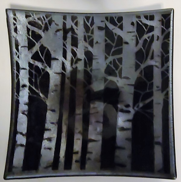 Large Plate-Birch Trees on Silver Irid by Kathy Kollenburn