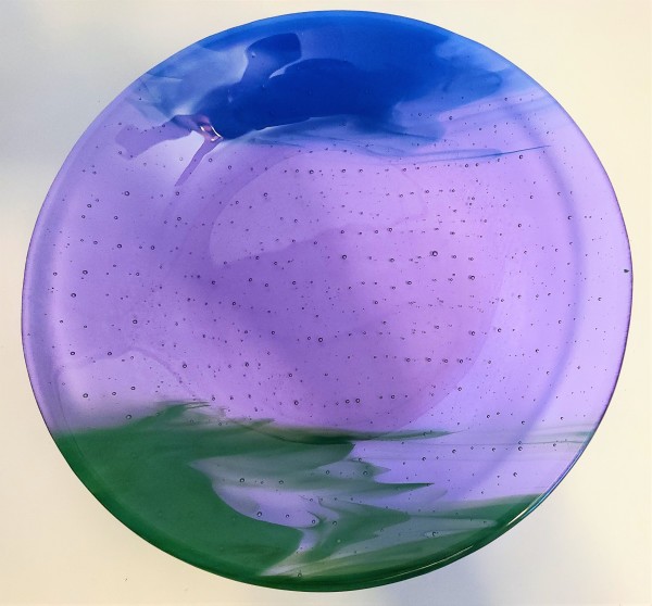 Serving Bowl-Neo-Lavender with Powder Blue & Green Streaky by Kathy Kollenburn