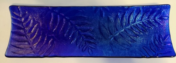 Long Tray-Ferns impressed on Blue Cobalt Irid by Kathy Kollenburn