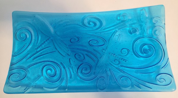 Platter-Turquoise with Dragonflies Impression