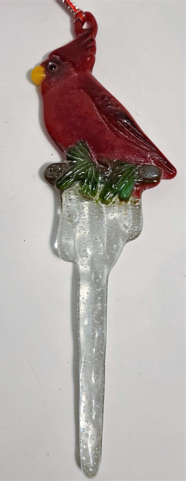 Red Cardinal Icicle Ornament, Single Icicle
