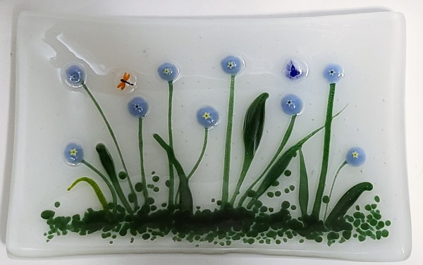 Soap Dish/Spoon Rest-Blue Flower Garden