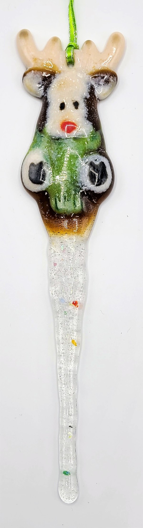 Reindeer Icicle Ornament--Green Sweater