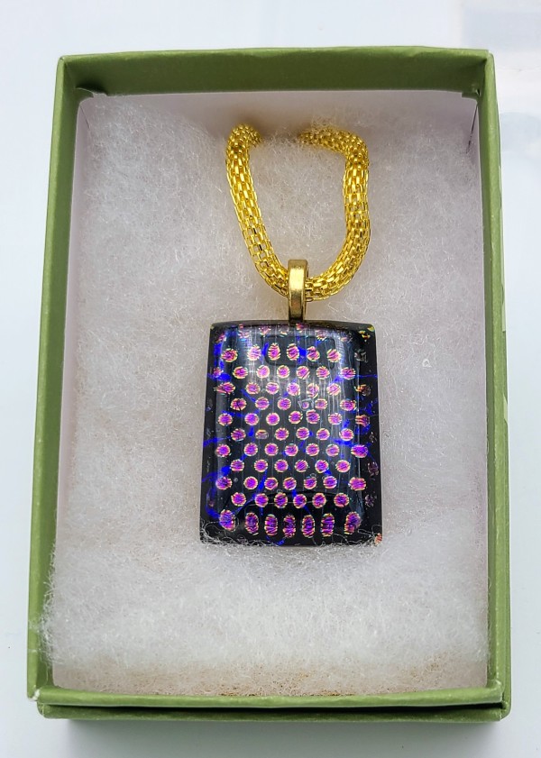 Necklace, Black with Dichroic Dots by Kathy Kollenburn