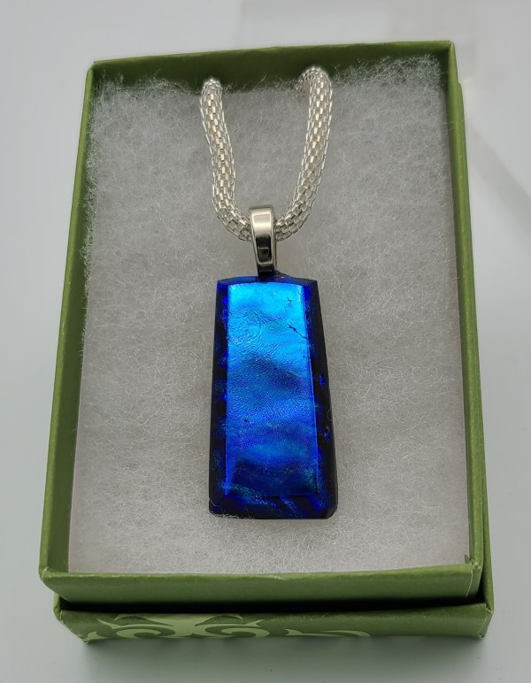 Necklace,Black with Turquoise/Cobalt Dichroic