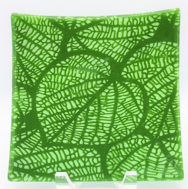 Leaf Plate-Green on Green by Kathy Kollenburn
