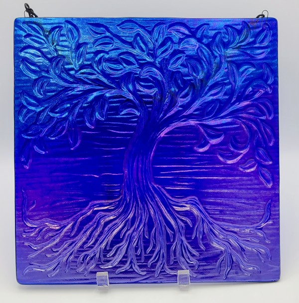 Garden Hanger-Tree of Life, Large-Cobalt Blue Irid by Kathy Kollenburn