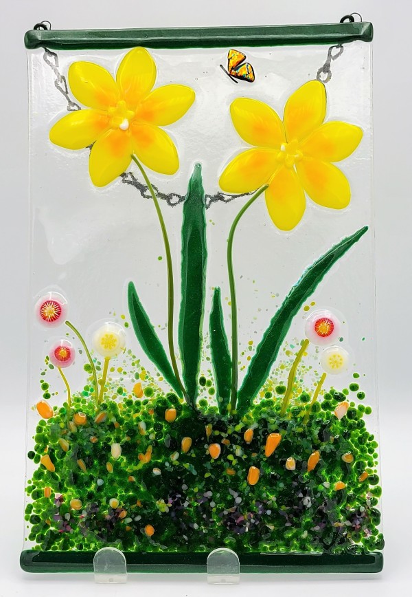 Garden Hanger-Yellow Daffodils and Atomic Flowers in Pink/White/Yellow