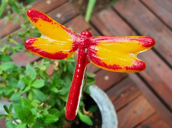 Plant Pick-Orange/Red Dragonfly, Small