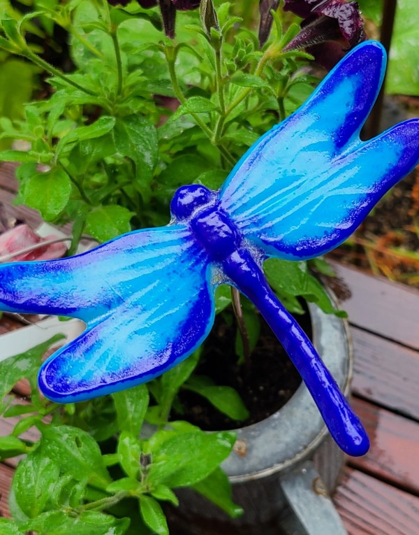 Plant Pick-Dragonfly, Large in Blues